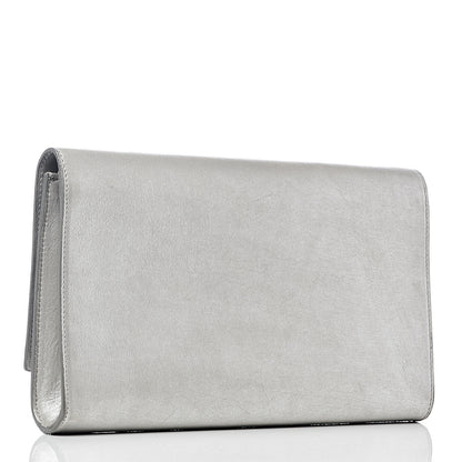 Saint Laurent Metallic Calfskin Monogram Large Belle De Jour Clutch Silver 3 of 9