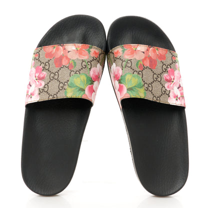 Gucci GG Supreme Monogram Blooms Slide Sandals 40 Beige Multicolor 2 of 10