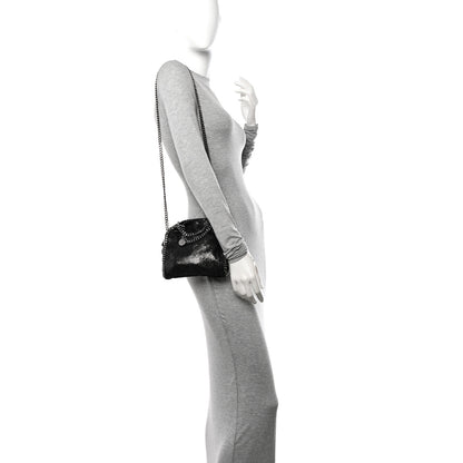 Stella McCartney Chamois Shiny Dotted Tiny Falabella Fold Over Tote Ruthenium 2 of 10