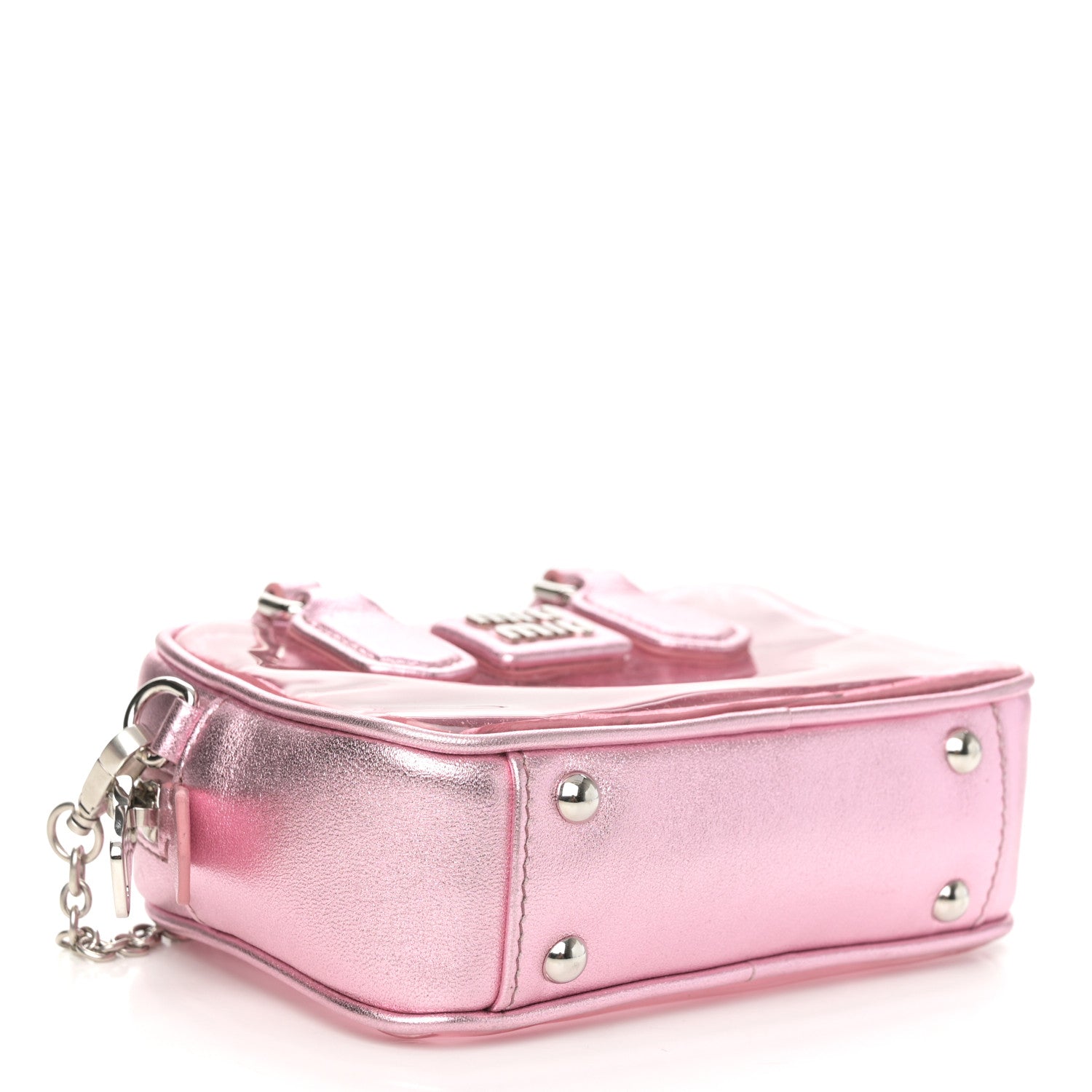 Miu Miu Metallic Nappa Plexi Vinyl Mini Top Handle Crossbody Rosa Mordore 4 of 9