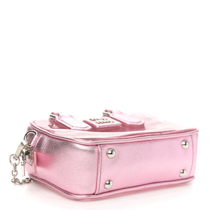 Miu Miu Metallic Nappa Plexi Vinyl Mini Top Handle Crossbody Rosa Mordore 4 of 9