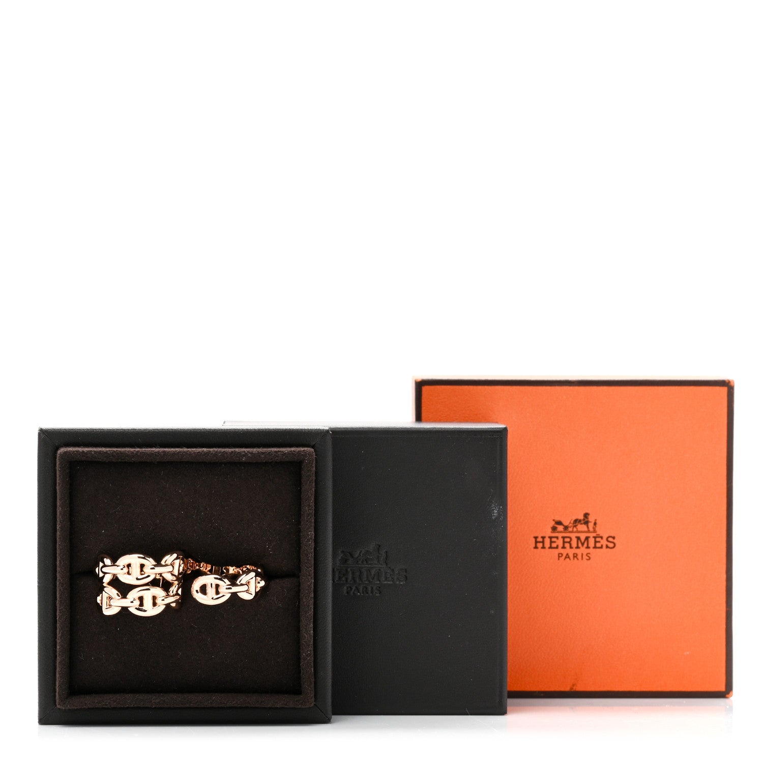 Hermes 18K Rose Gold PM Chaine d'Ancre Enchainee Double Ring 52 6 5 of 5