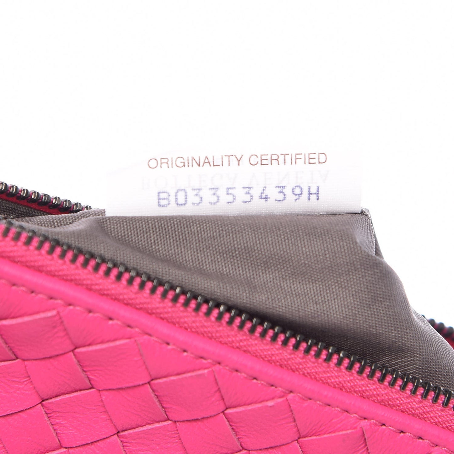 Nappa Intrecciato Flat Zip Pouch Rosa Shock