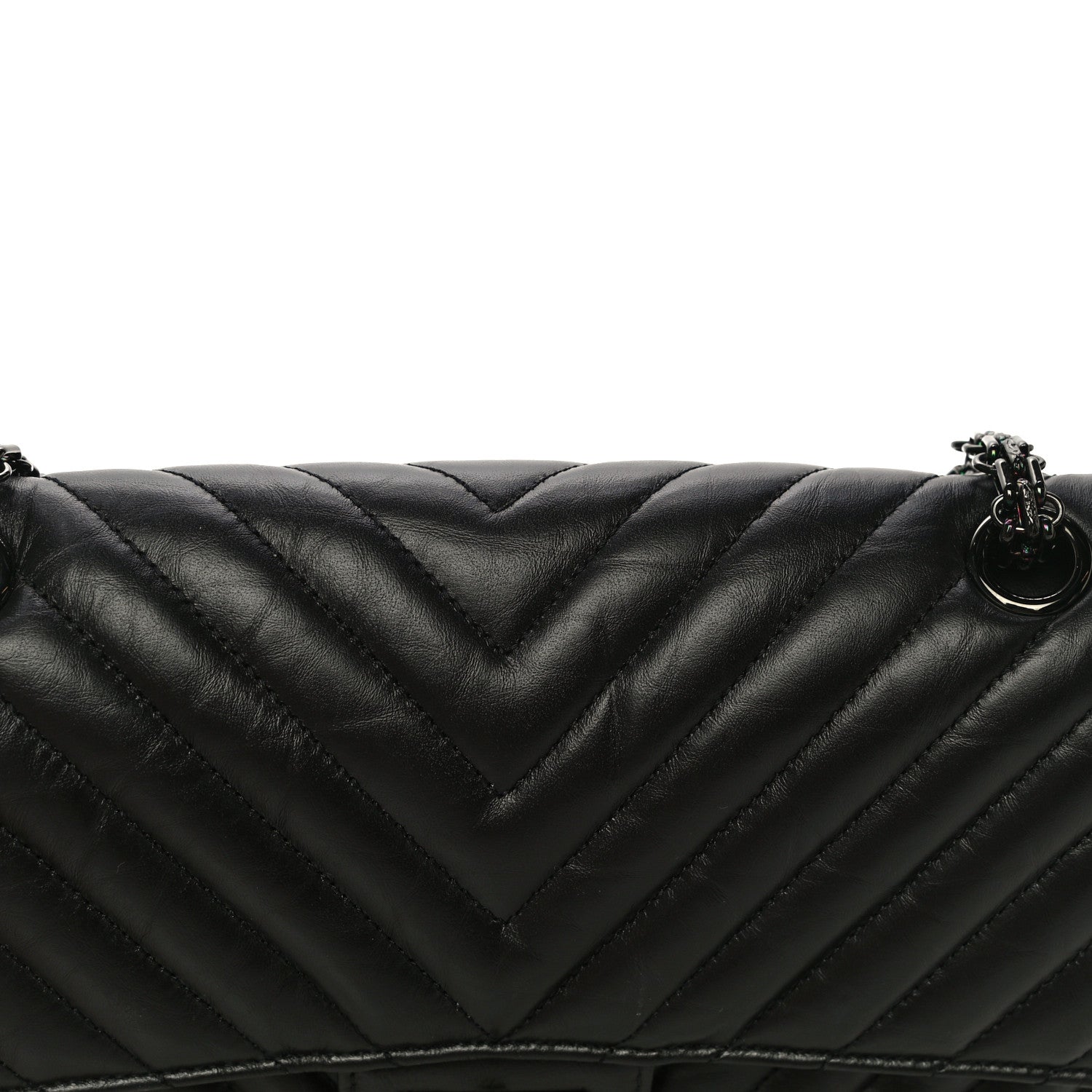 Chanel Aged Calfskin Chevron Quilted 2.55 Reissue 225 Flap So Black 8 of 13