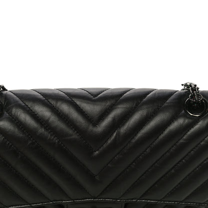Chanel Aged Calfskin Chevron Quilted 2.55 Reissue 225 Flap So Black 8 of 13