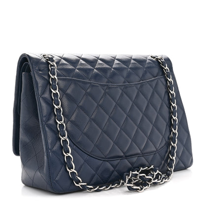 Chanel Caviar Quilted Maxi Double Flap Navy Blue 3 of 14