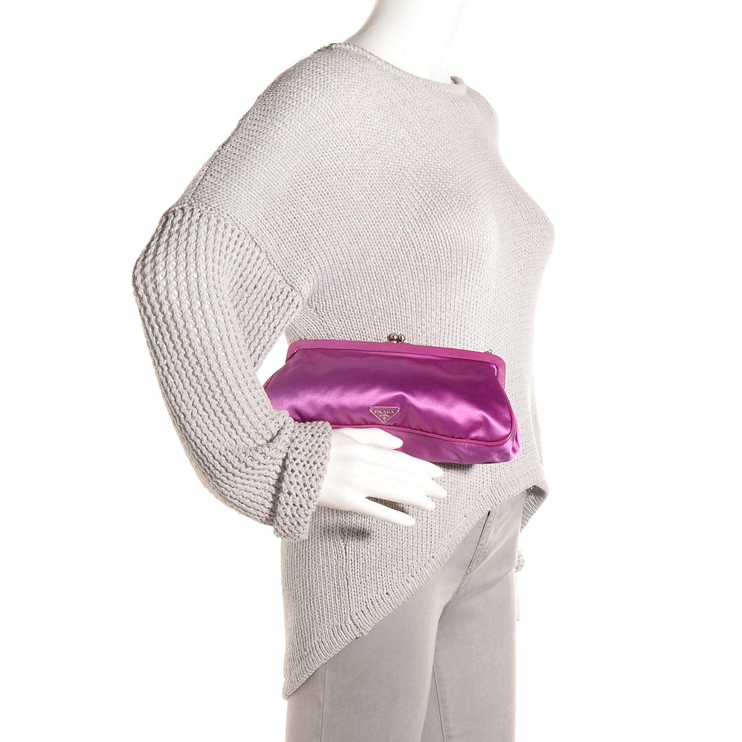 Prada Nappa Satin Raso Kisslock Clutch 2 of 8