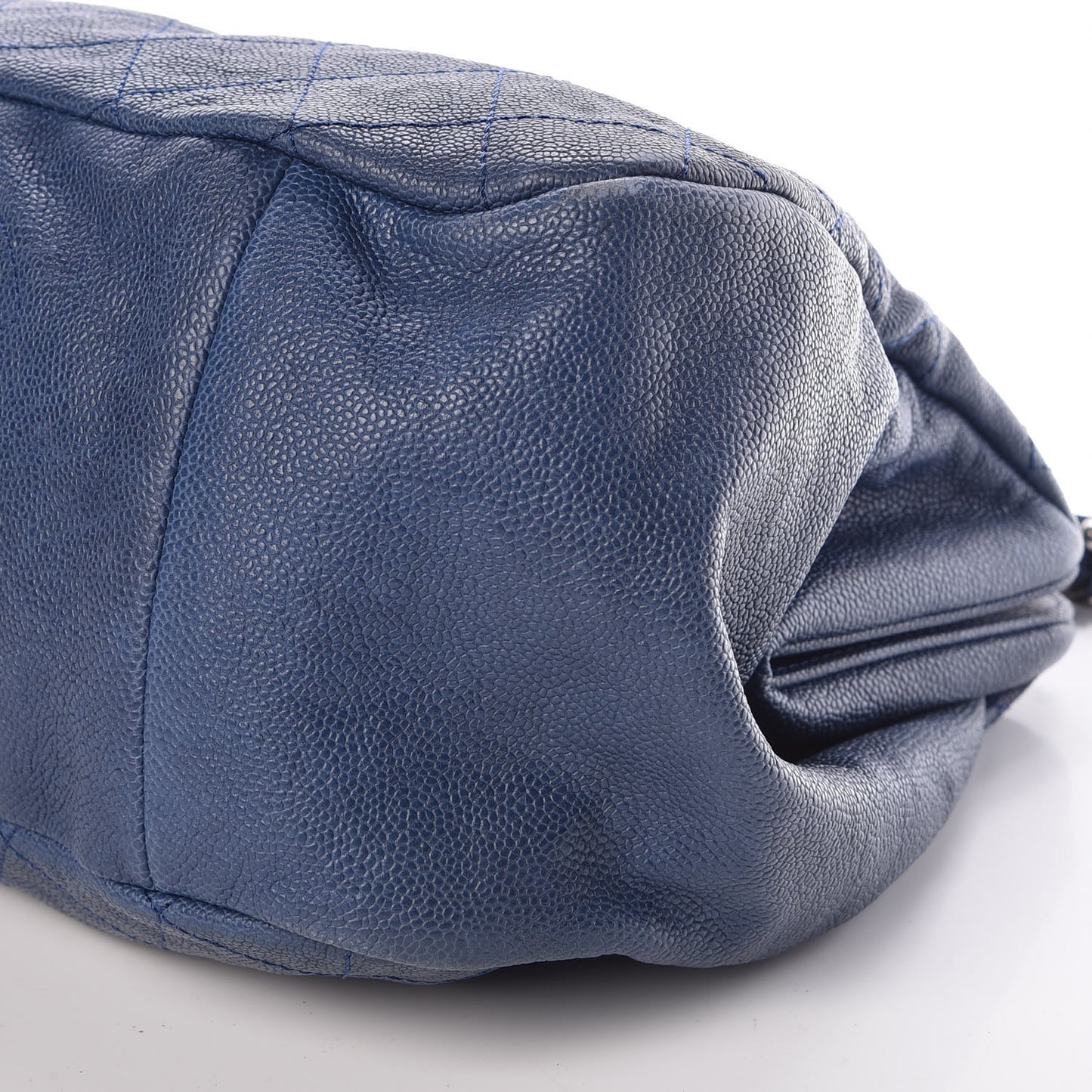 Caviar Quilted Framed Bowling Bag Blue