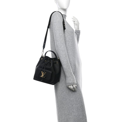 Louis Vuitton Calfskin Lockme Bucket MM Black 2 of 9