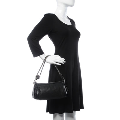 Chanel Calfskin Perforated Pulley Shoulder Bag Black 2 of 7