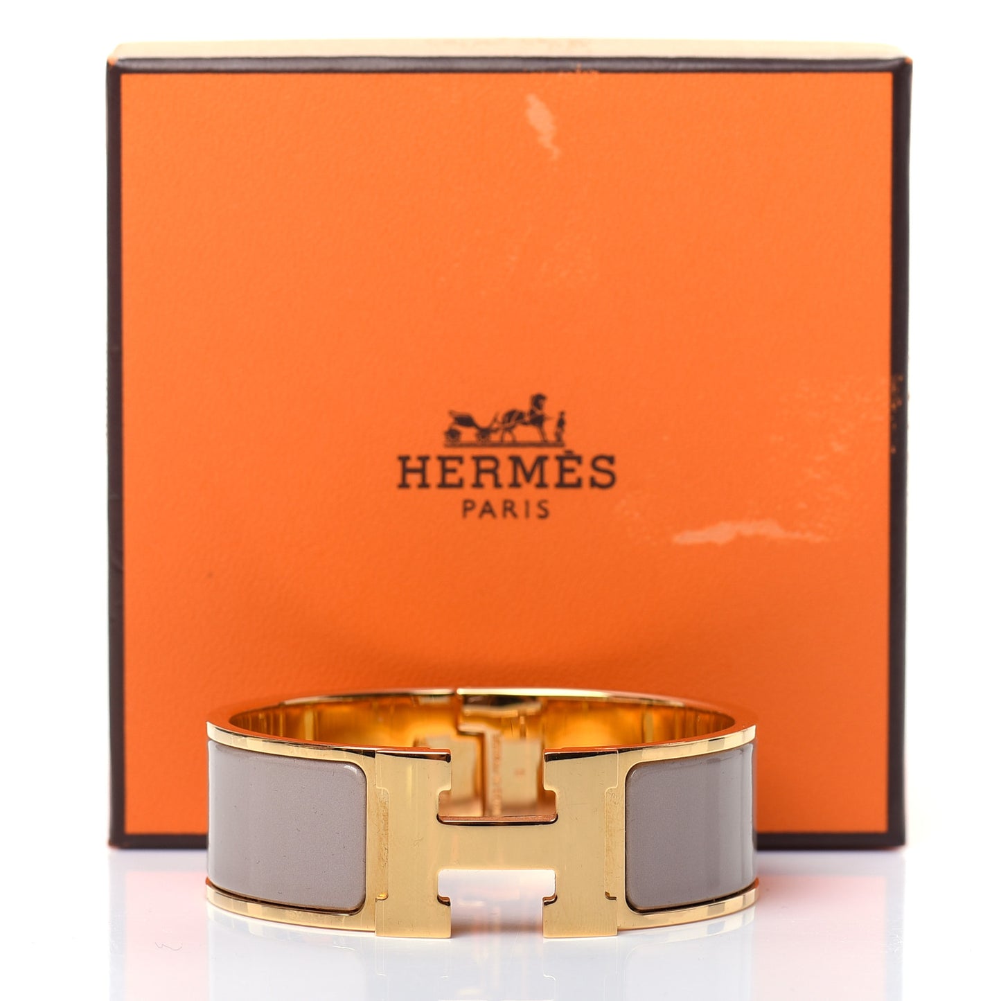 Enamel Wide Clic Clac H Bracelet PM Marron Glace