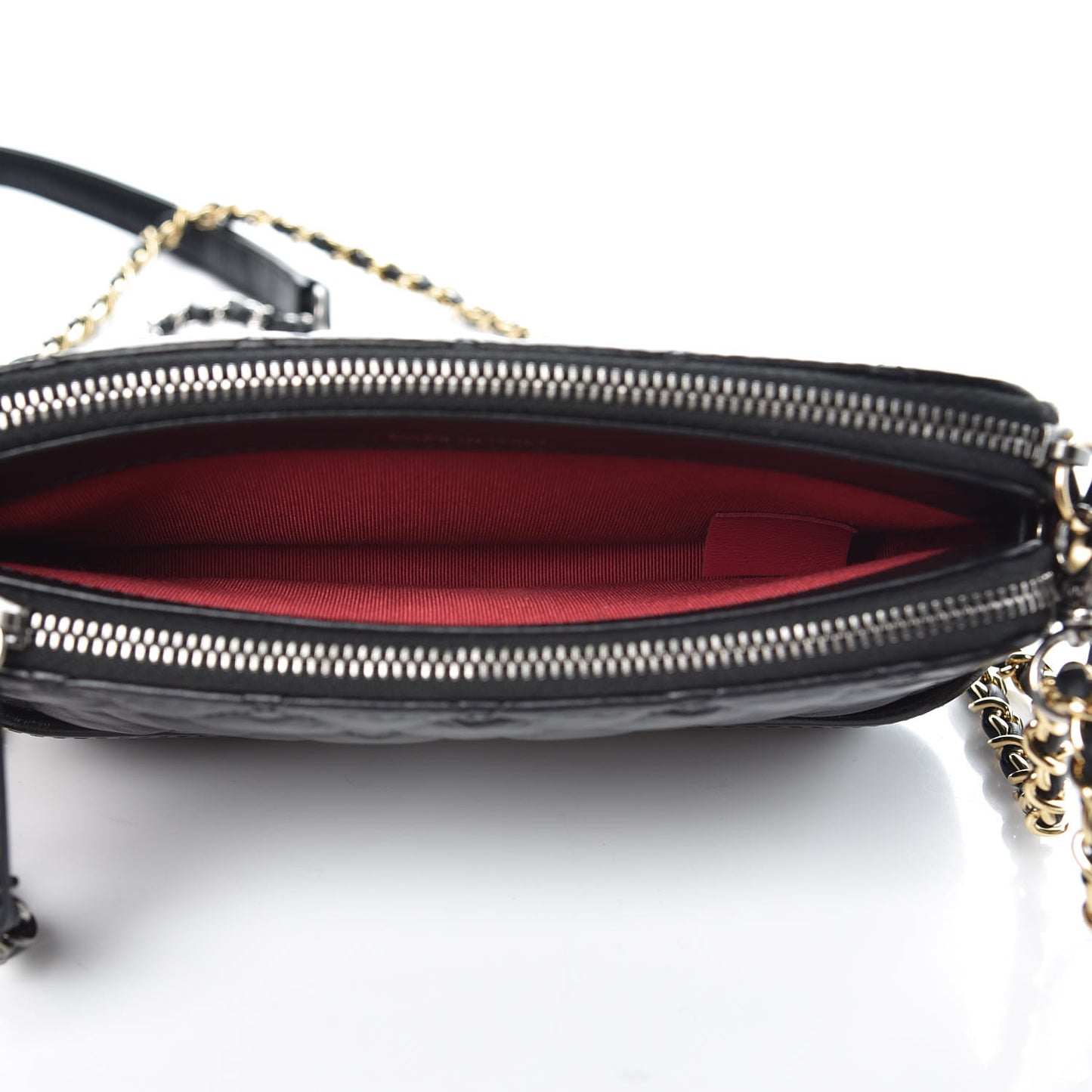 Aged Calfskin Quilted Small Gabrielle Clutch With Chain Black