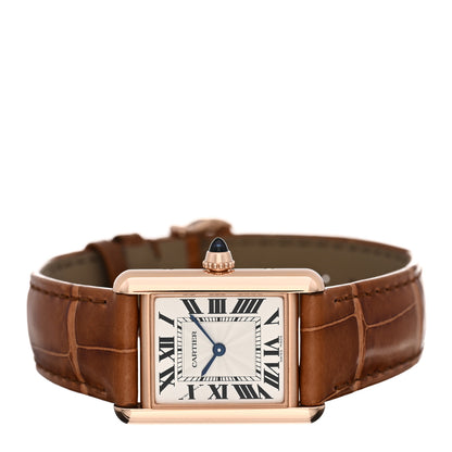 Cartier 18K Pink Gold Alligator 22mm Tank Louis Manual Winding Watch Brown 2 of 5