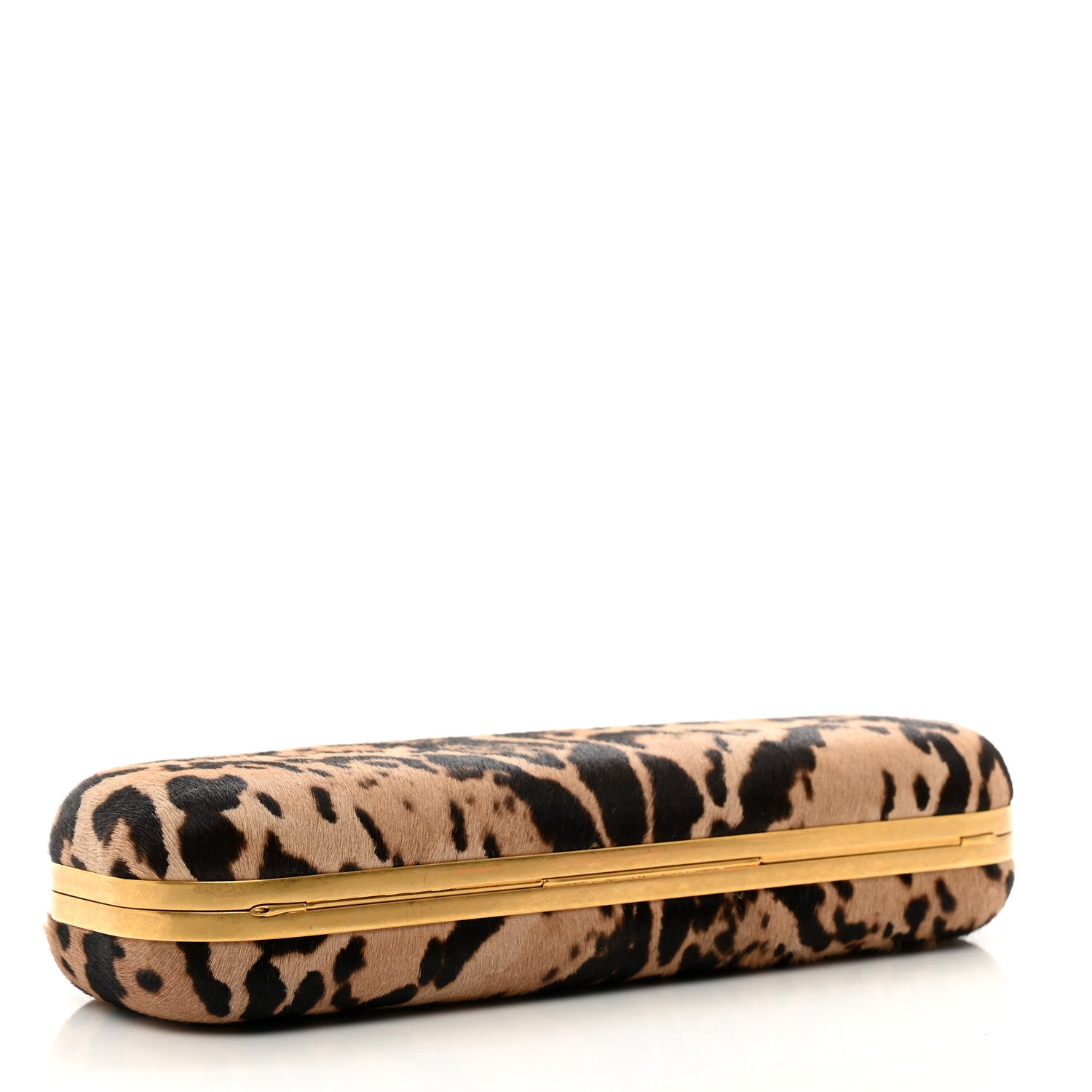 Alexander McQueen Calf Hair Leopard Print Knuckle Box Clutch Brown Black 4 of 7