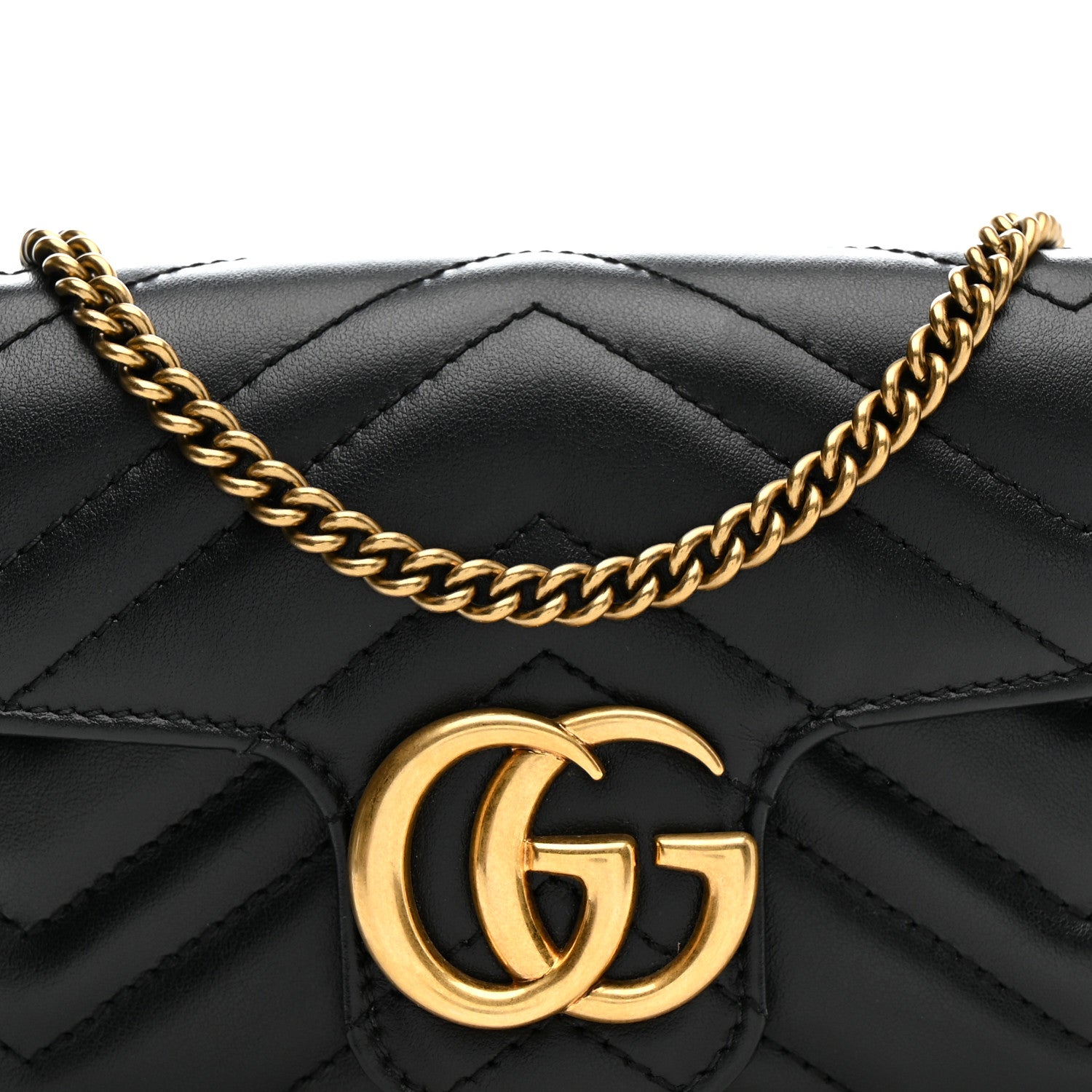 Gucci Calfskin Matelasse Super Mini GG Marmont Shoulder Bag Black 8 of 12