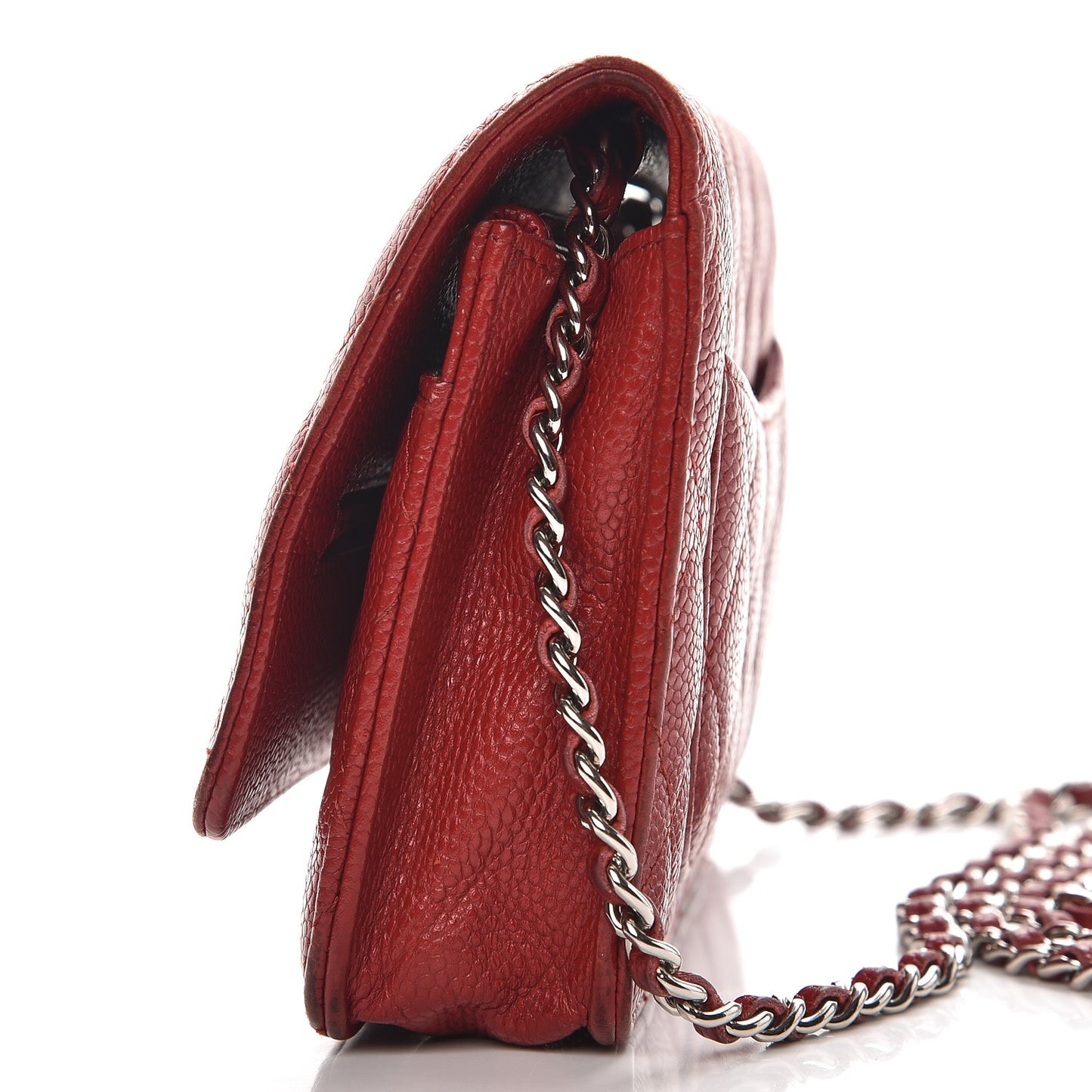 Caviar Quilted Wallet on Chain WOC Red