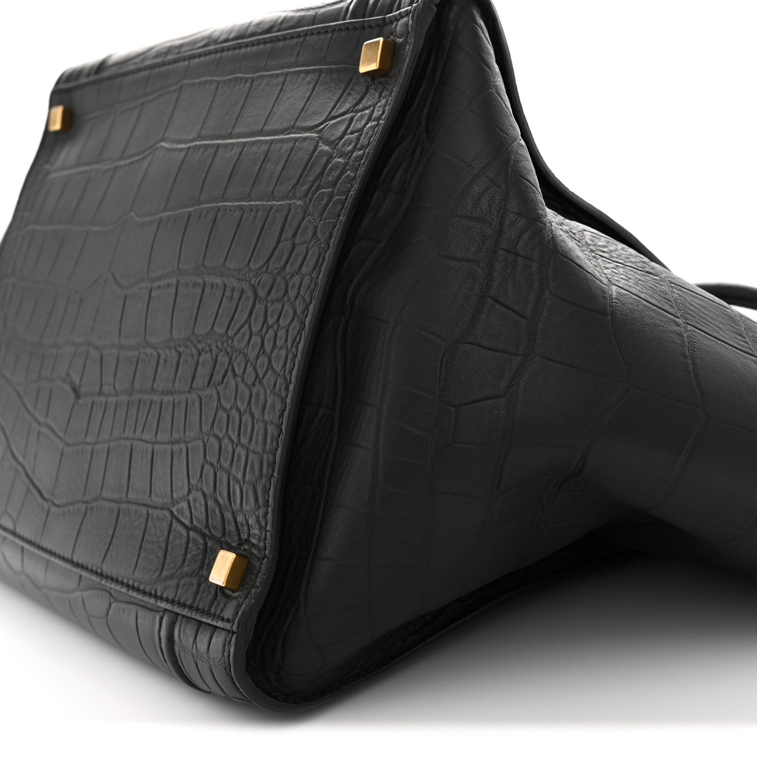 Celine Crocodile Embossed Calfskin Medium Phantom Luggage Black 10 of 11