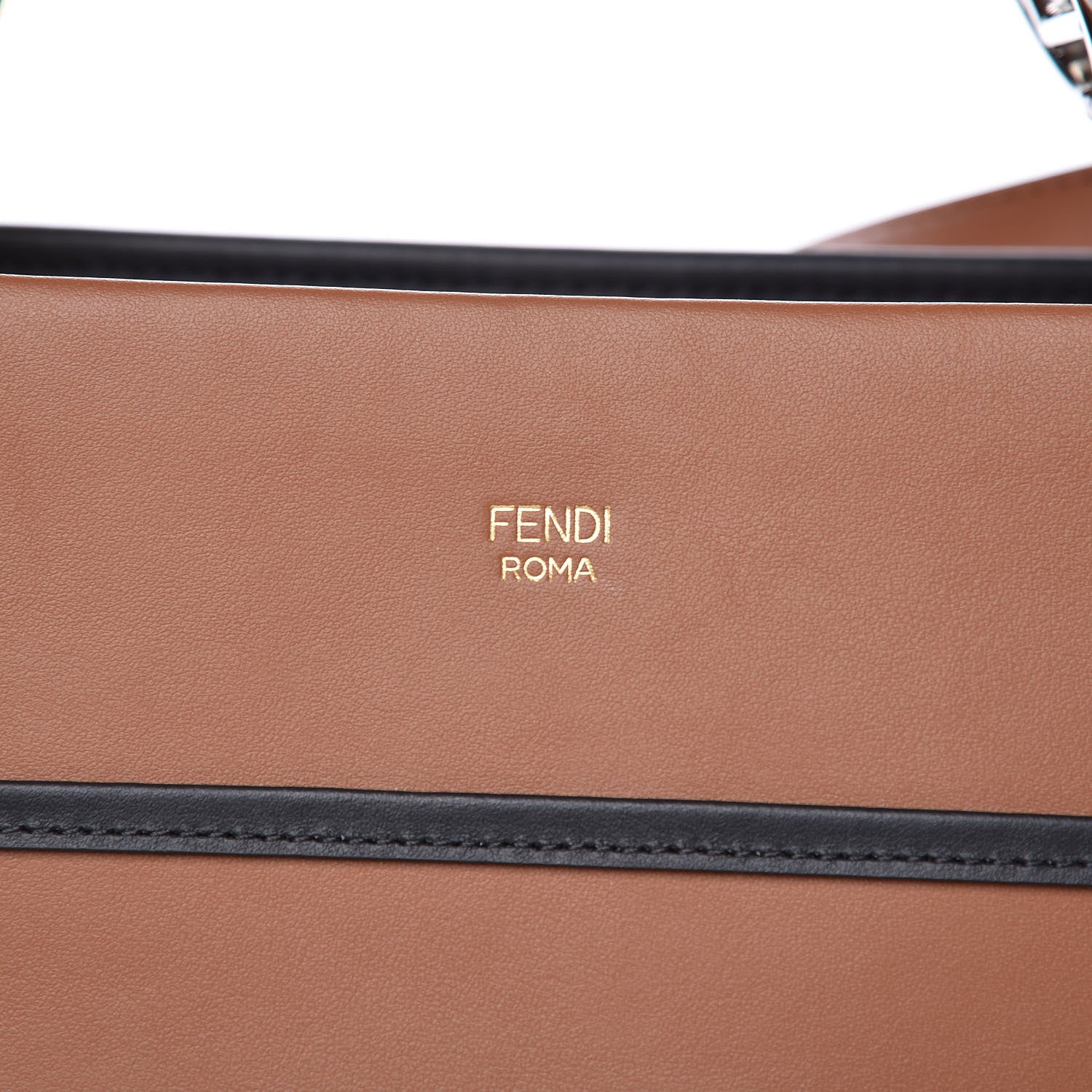 Fendi Vitello Century Opaco F is Fendi Bi-Color Regular Runaway Satchel Corteccia Black 7 of 13