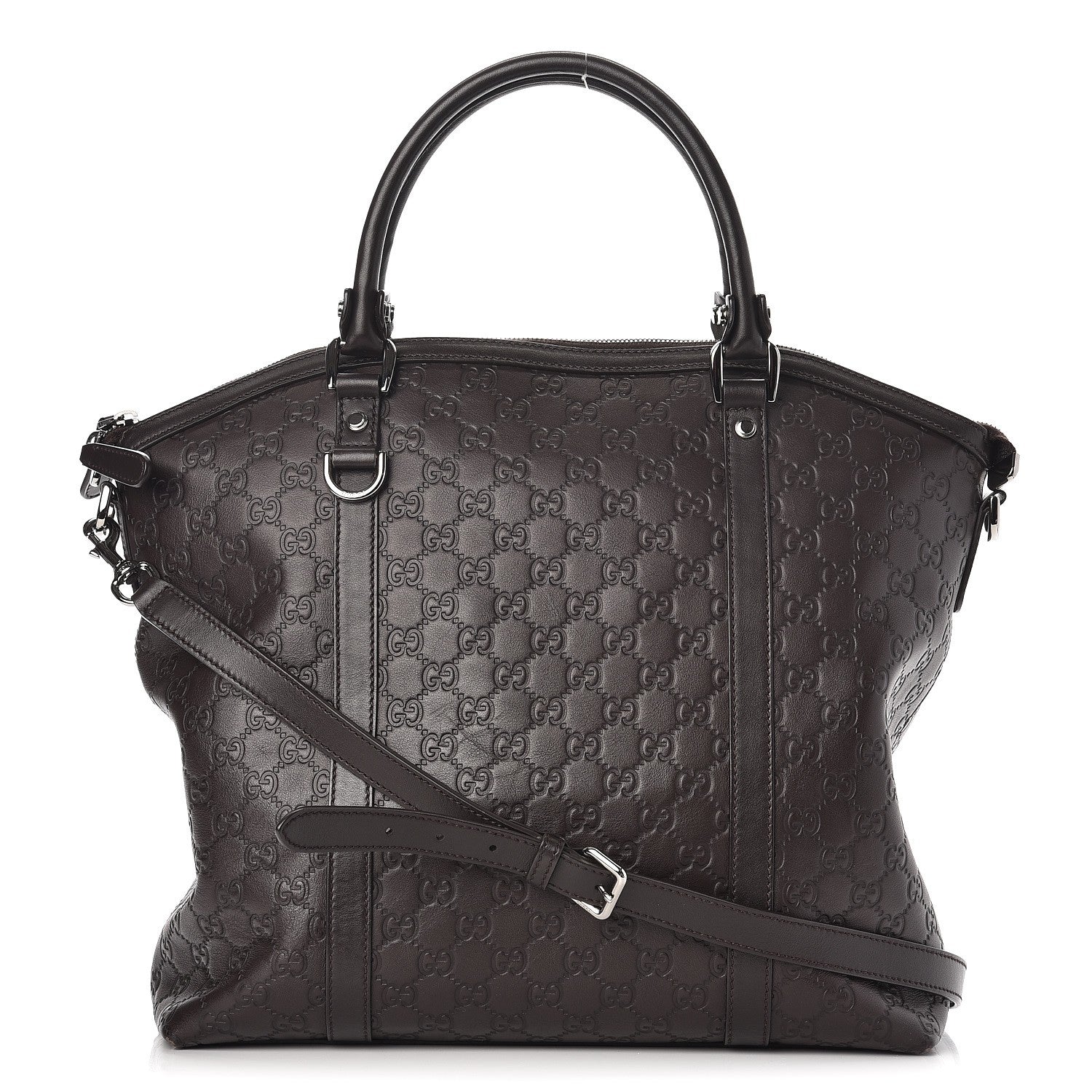 Gucci Guccissima Large GG Charm Convertible Dome Satchel Dark Brown 1 of 11