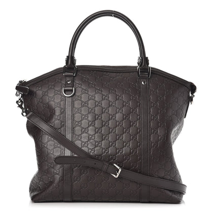 Gucci Guccissima Large GG Charm Convertible Dome Satchel Dark Brown 1 of 11