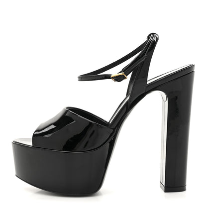 Saint Laurent Patent Jodie 95 Platform Sandals 38.5 Black 1 of 10