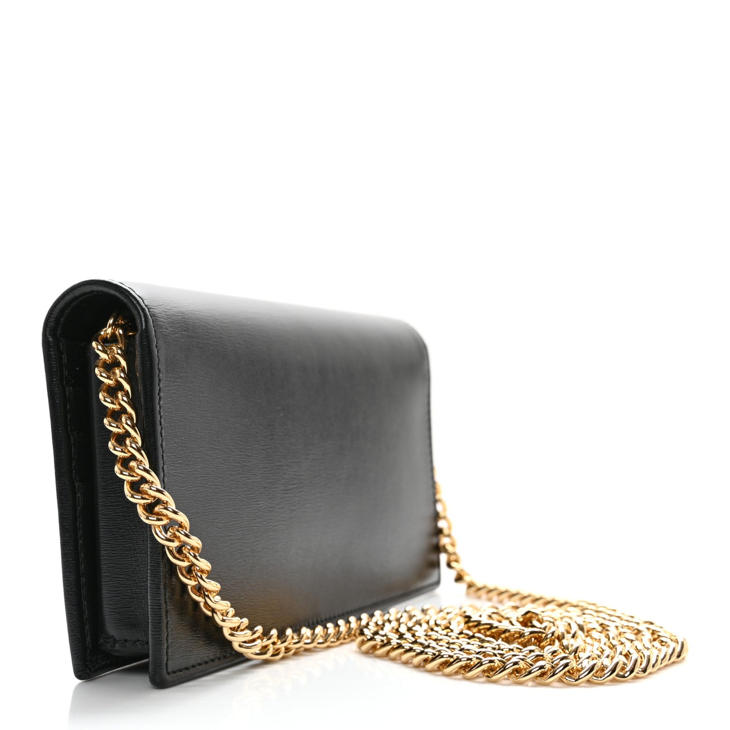 Boarded Plutone Calfskin Horsebit 1955 Wallet On Chain Black