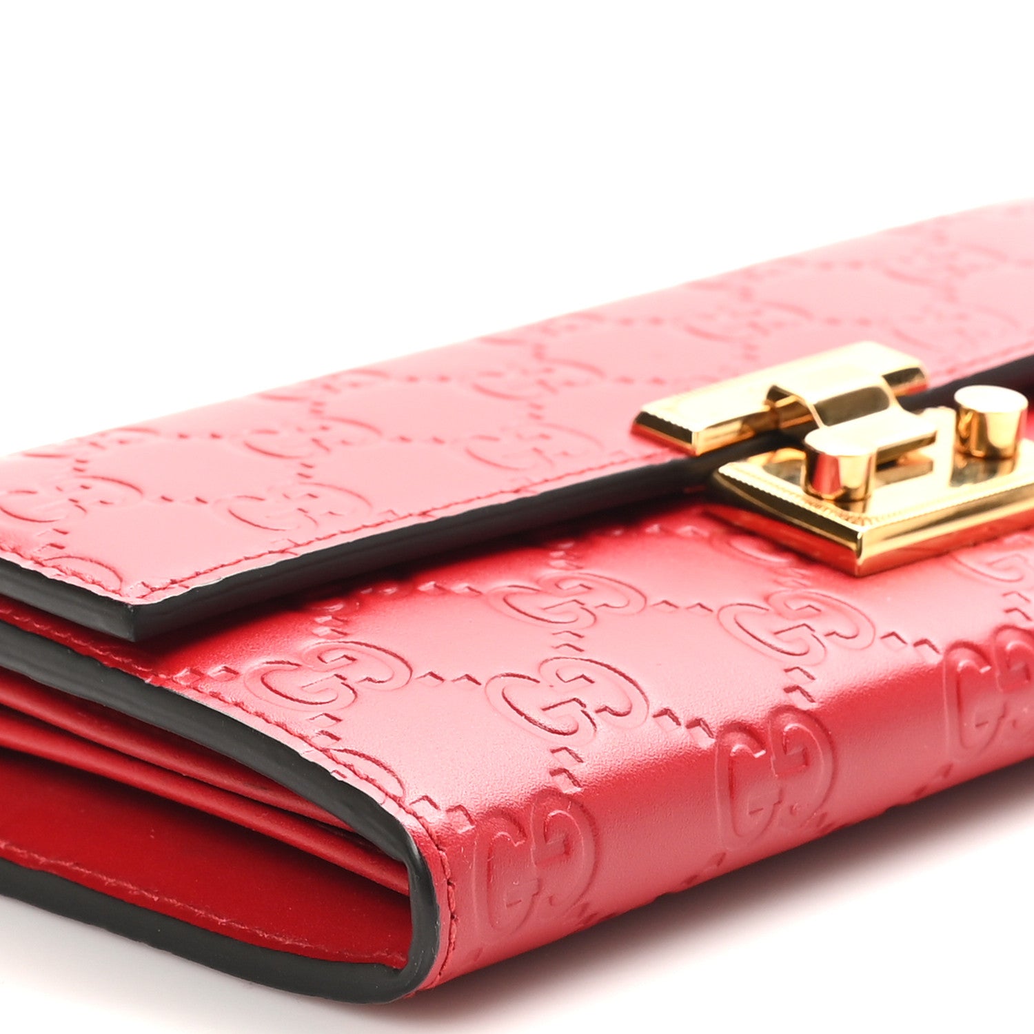 Gucci Guccissima Padlock Continental Chain Wallet Hibiscus Red 9 of 10