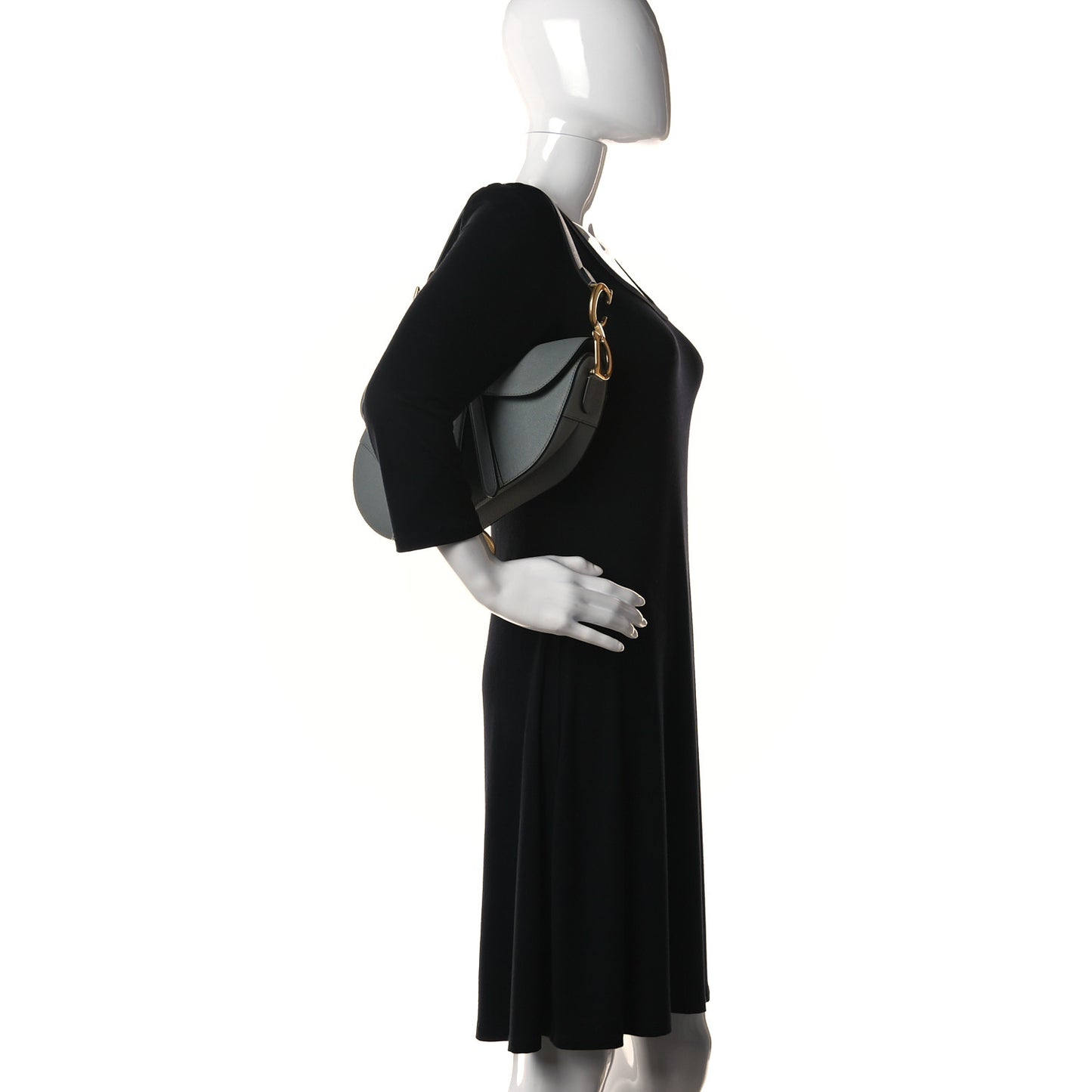 Grained Calfskin Saddle Bag Grey