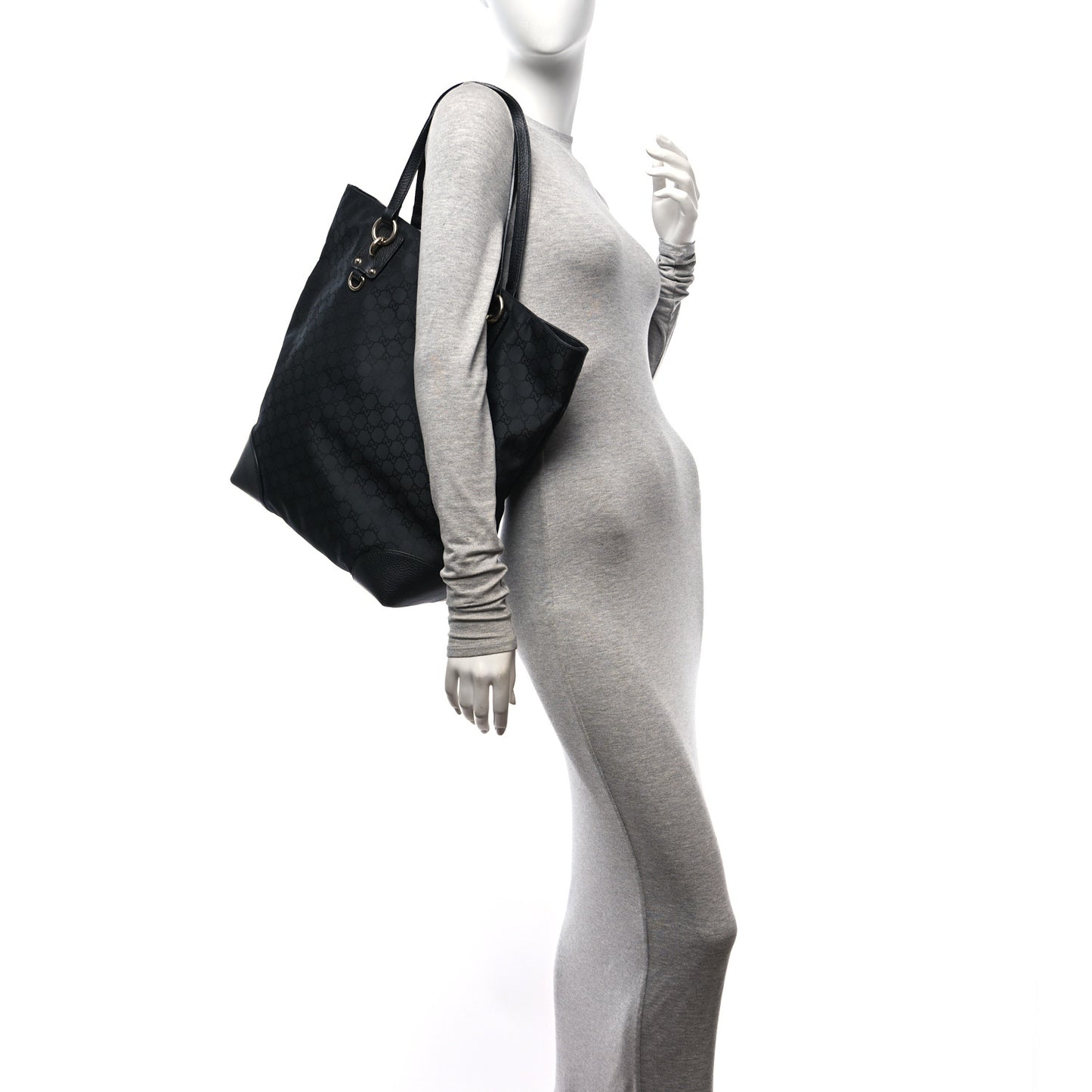 Nylon Monogram Medium Handle Vertical Tote Black