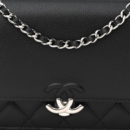 Chanel Grained Calfskin Quilted CC Box Wallet On Chain WOC Black 9 of 13