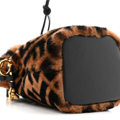 Fendi Shearling Vitello Dolce F is Fendi Macro FF 1974 Mini Mon Tresor Bucket Bag Tobacco Black 9 of 10