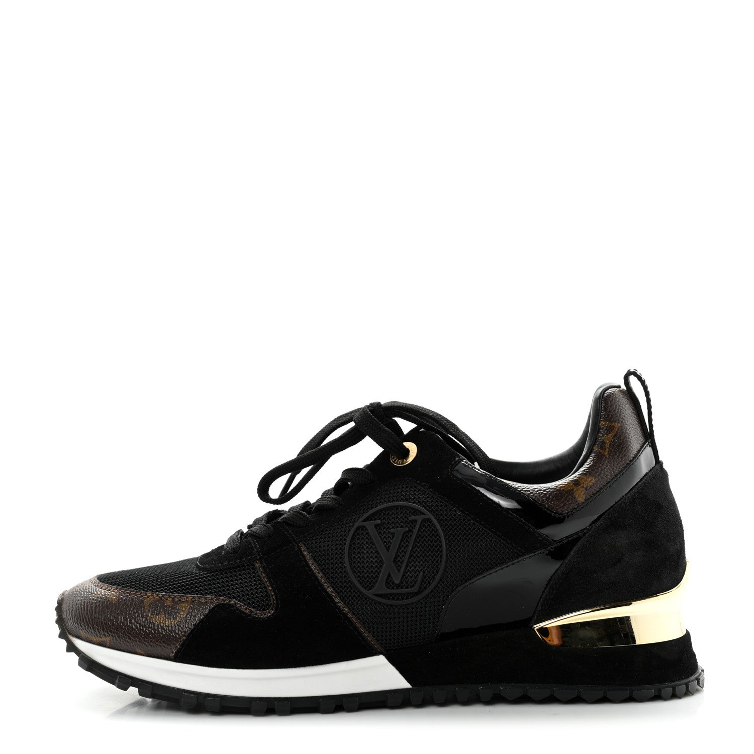 Louis Vuitton Suede Monogram Run Away Sneakers 38.5 Black 1 of 8