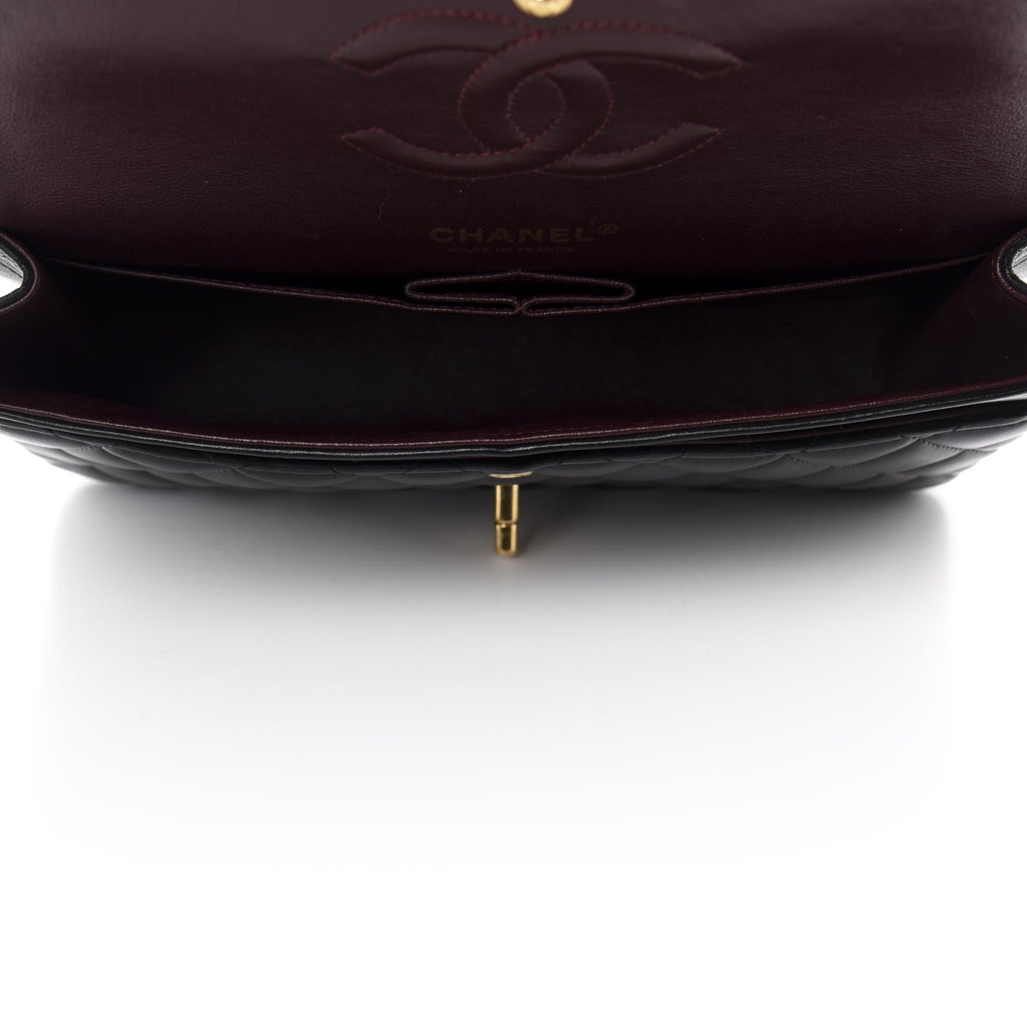 Lambskin Quilted Medium Double Flap Black