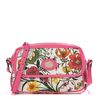 Gucci Canvas Flora Floral Shoulder Bag White Fuchsia Fluo 1 of 9