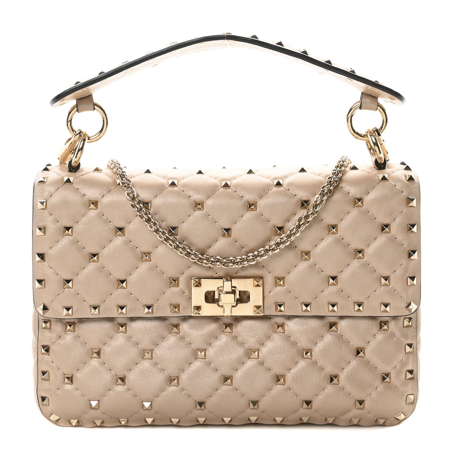Valentino Garavani Metallic Nappa Medium Rockstud Spike Shoulder Bag Gold 1 of 10