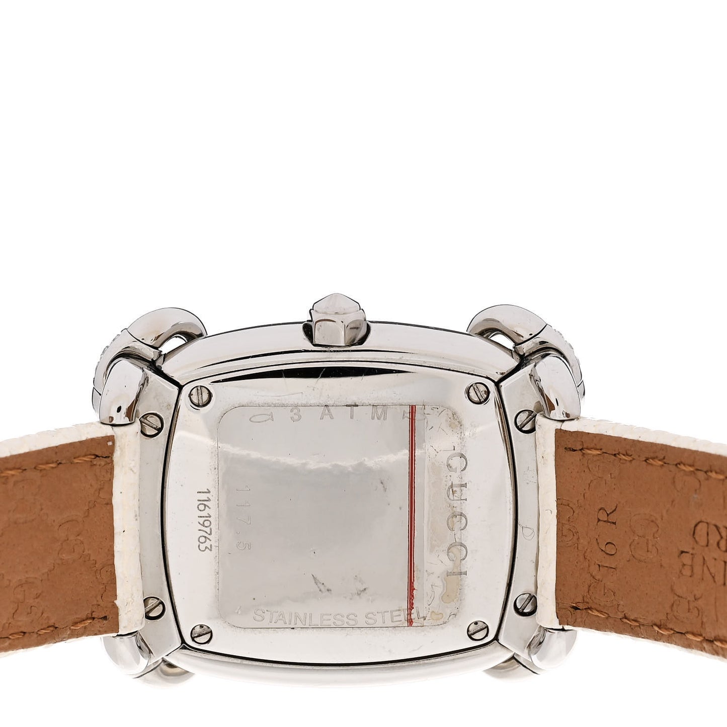 Stainless Steel Lizard Diamond 28mm Horsebit Quartz Watch White