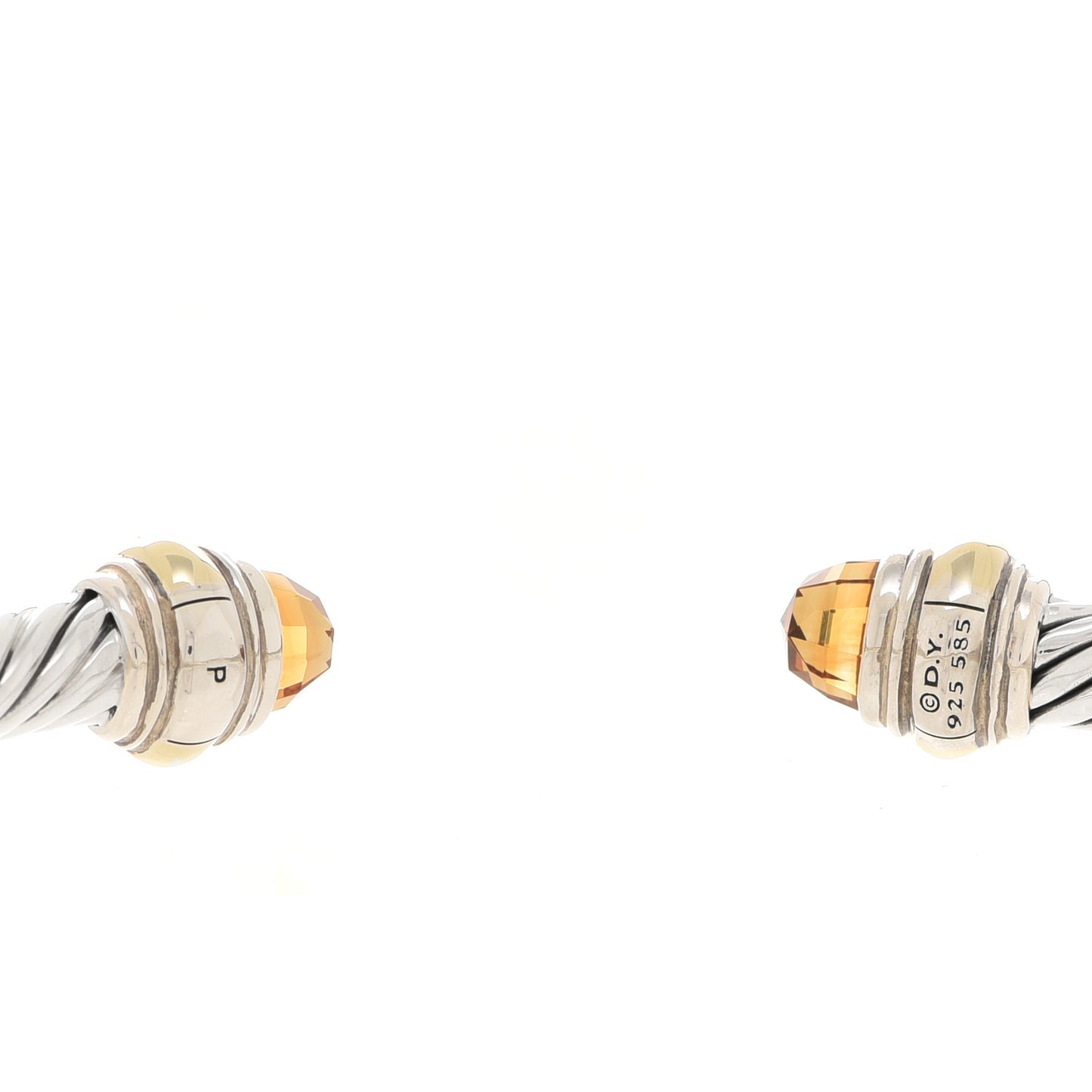Sterling Silver 14K Yellow Gold Citrine 5mm Cable Classics Bracelet