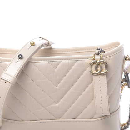 Chanel Aged Calfskin Chevron Quilted Small Gabrielle Hobo Beige Clair 8 of 11