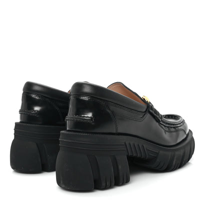 Gucci Magnum Calfskin Nappa Samoa Womens Horsebit Platform Chunky Lug Sole 40mm Loafers 35 Black 5 of 9