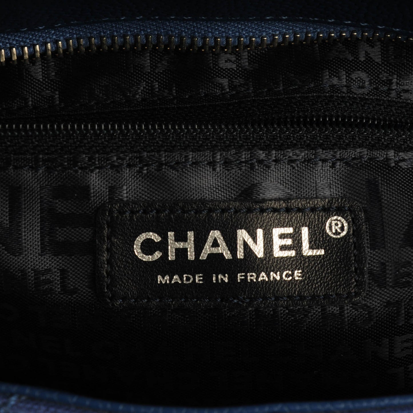 Canvas Caviar Tassel Tote Dark Blue