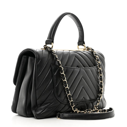 Chanel Lambskin Chevron Quilted Medium Trendy CC Dual Handle Flap Bag Black 3 of 10