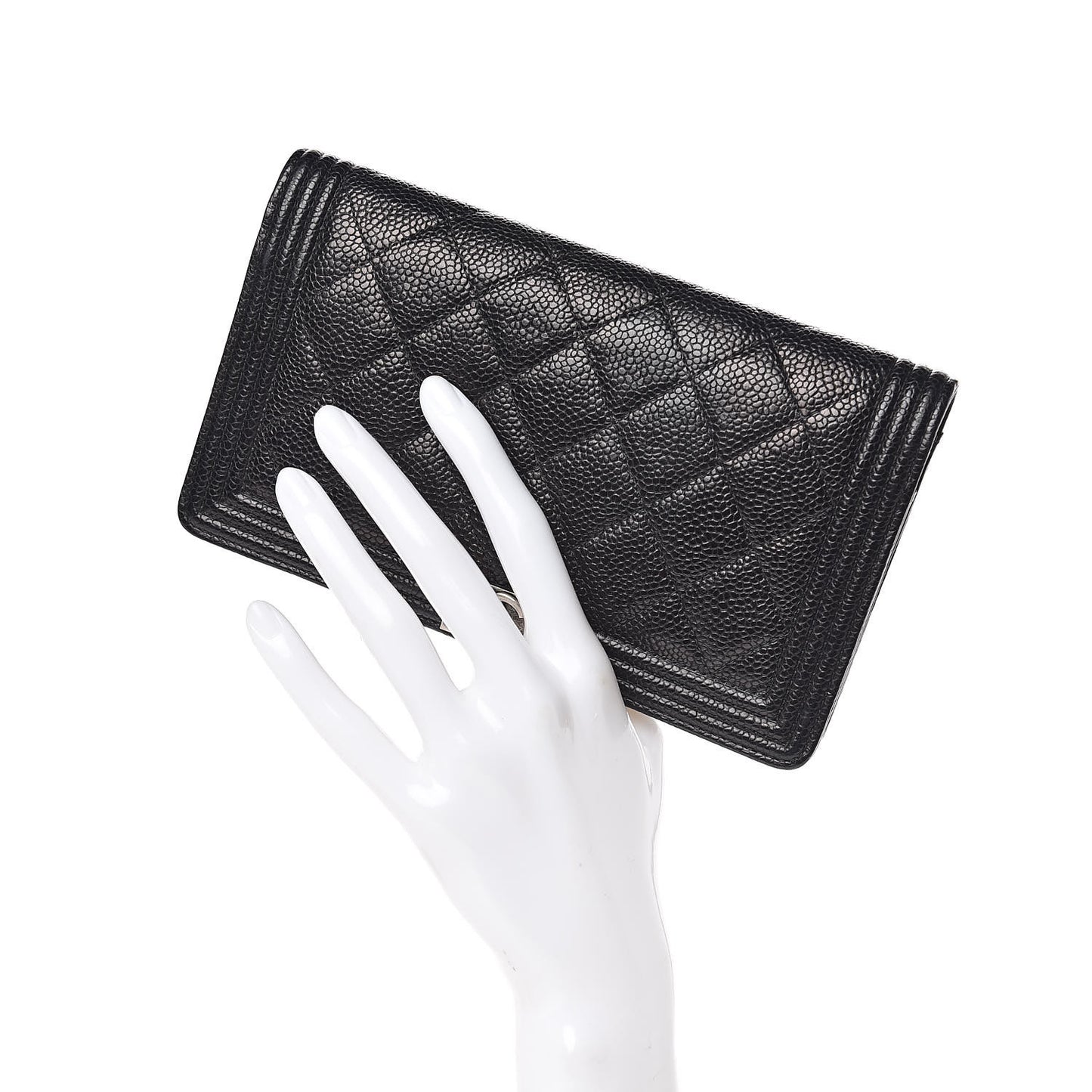 Caviar Quilted Boy Yen Wallet Black