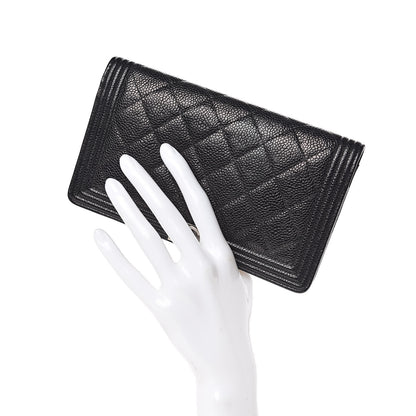 Chanel Caviar Quilted Boy Yen Wallet Black 2 of 8