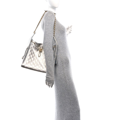 Chanel Metallic Caviar Quilted Medium Chanel 25 Handbag Silver 2 of 12