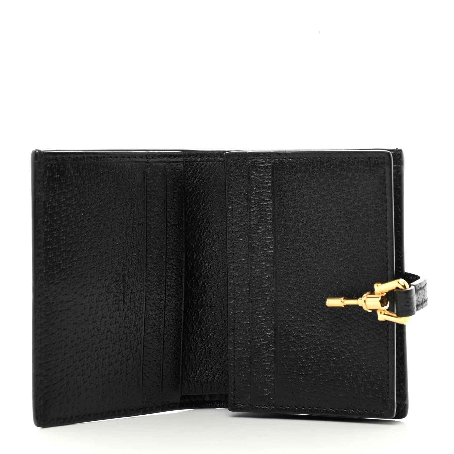 Gucci Jacquard Black Denim GG Monogram Textured Dollar Calfskin Jackie 1961 Card Case Black Ivory 5 of 6