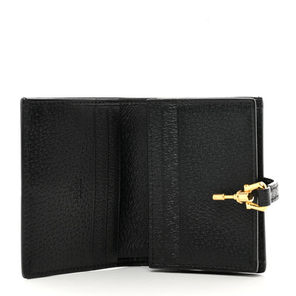 Gucci Jacquard Black Denim GG Monogram Textured Dollar Calfskin Jackie 1961 Card Case Black Ivory 5 of 6