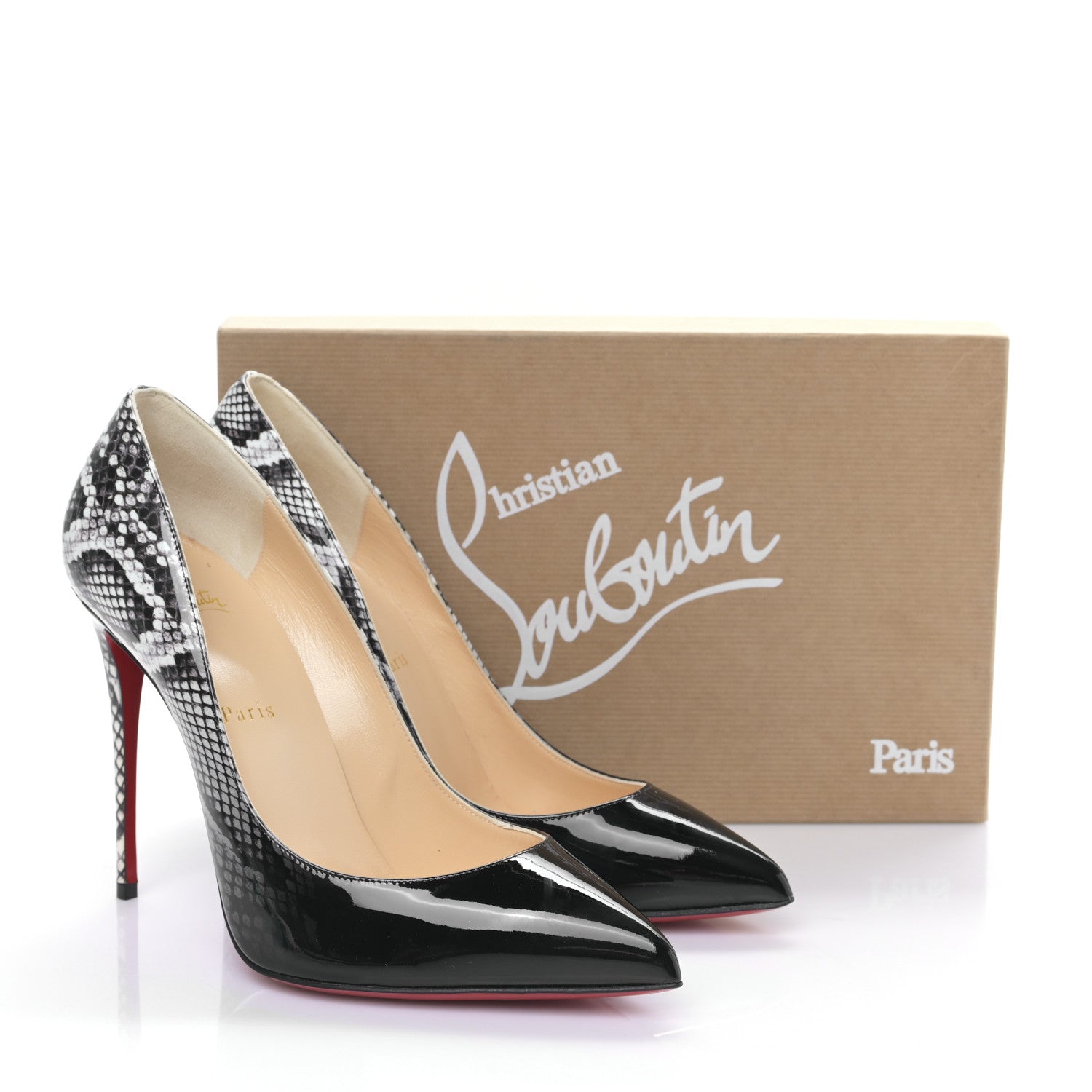 Christian Louboutin Patent Degrade Snakeskin Printed Pigalle Follies 100 Pumps 40 Black Roccia 8 of 8