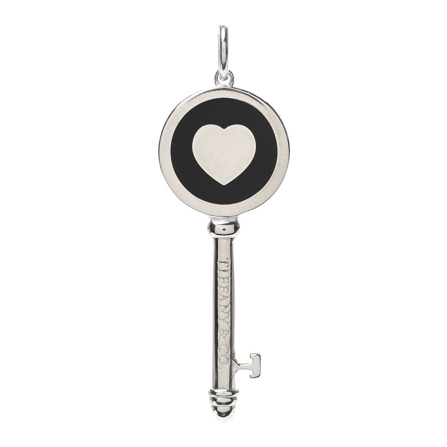 Sterling Silver Enamel Keys Heart Key Pendant Black