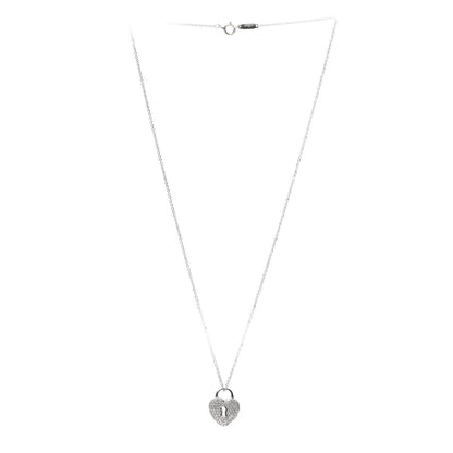 Tiffany Platinum Diamond Small Heart Lock Pendant Necklace 3 of 6