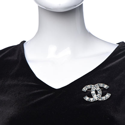 Chanel Baguette Crystal CC Brooch Silver Blue 2 of 4